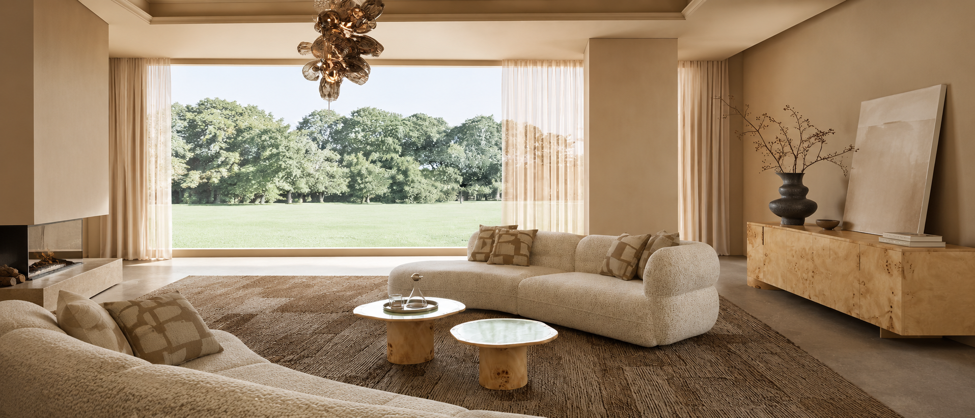 Cushions and throws layered in a home interior