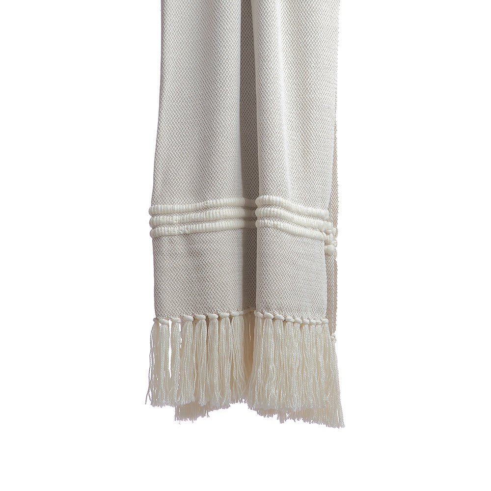 Ivory & Beige Striped Throw Blanket - Image 2